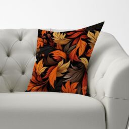 Warren Reed - Designer Autumn Leaves Design Cushions in Orange - Size: 60 cm x 60 cm - thumbnail 3