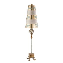 Loops Table Lamp Duck Feet Gold Leaf Acid Etched Base Striped Shade LED E27 100W - thumbnail 1