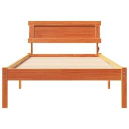 Berkfield Home Bed Frame with Headboard & LED - Wax Brown, 100 x 200 cm, Solid P… in Brown - Size: 100 x 200 cm - thumbnail 5