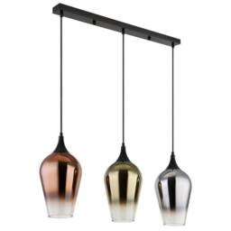 Netlighting Lavus Bar Pendant Ceiling Light Matt Black Copper Glass Shade 3x E27 - thumbnail 2
