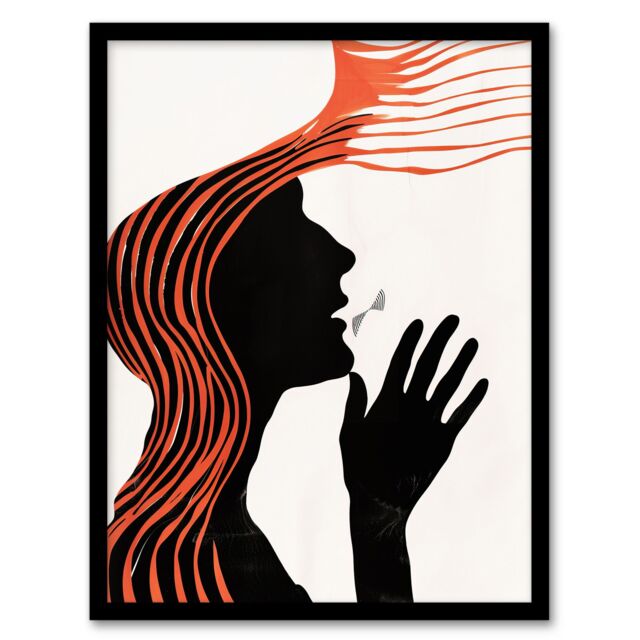 Artery8 Deaf Culture Conceptual Art Bright Abstract Framed Art Print in White - Size: A4 - image 1