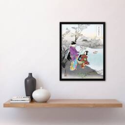 Artery8 Ogata Gekko Framed Wall Art Print Woman Admiring The Plum Blossom - Size: A4 - thumbnail 2