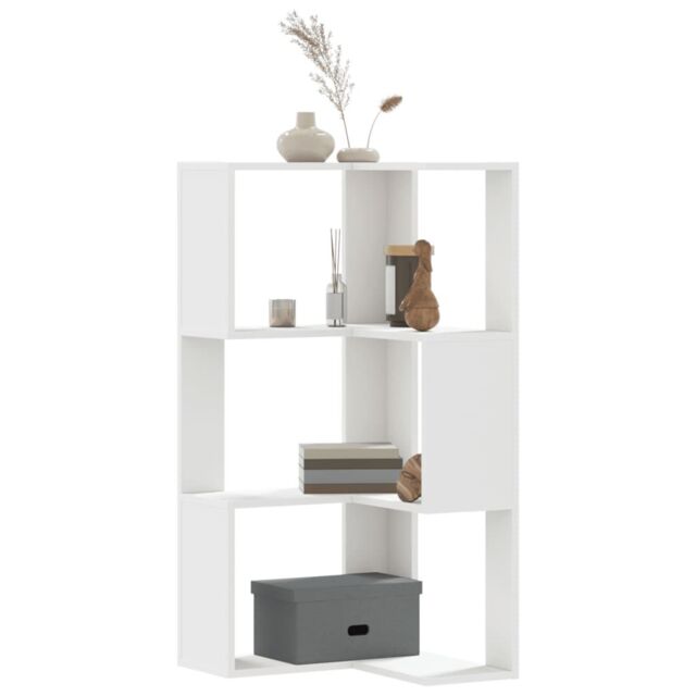 Berkfield Home Corner Bookcase 3-Tier White 50x50x102 cm Engineered Wood - Size: 50 x 50 x 102 cm - image 1