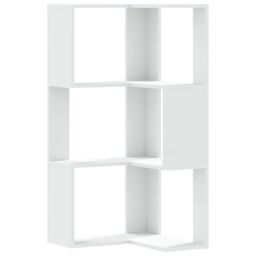Berkfield Home Corner Bookcase 3-Tier White 50x50x102 cm Engineered Wood - Size: 50 x 50 x 102 cm - thumbnail 2