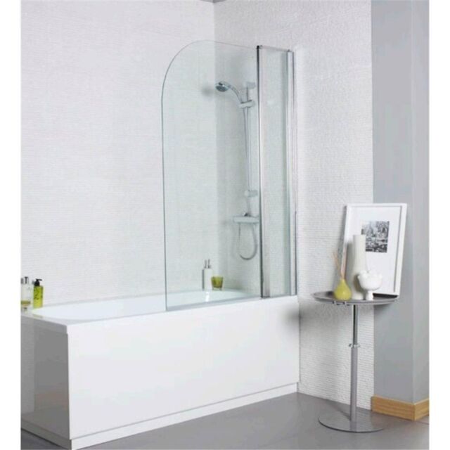 Clifton Premium Straight Bath Screen Radius Edge 1435 x 1000mm in Silver