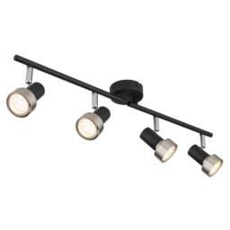Netlighting Mason Ceiling Spotlight Bar Matt Black Silver 4x GU10 - thumbnail 1