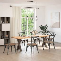 Berkfield Home Dining Table Legs X-Shaped 2 pcs Natural Steel 50x(72-73) cm Steel in Brown