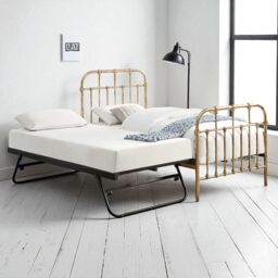 OAT Home Camden Distressed Antique Effect Hospital Style Metal Single Bed Frame & Guest Trundle in Bronze - thumbnail 2