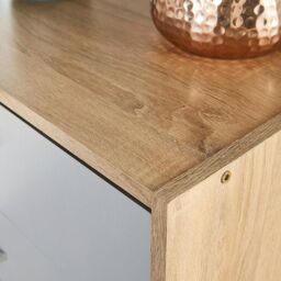Home Source Chest 5 Drawers Bedroom Oak Black Storage Organiser Bedside Cabinet in Grey - thumbnail 3