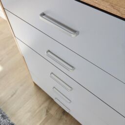 Home Source Chest 5 Drawers Bedroom Oak Black Storage Organiser Bedside Cabinet in Grey - thumbnail 6