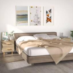 Berkfield Home Beautiful Bed Cabinets 2 pcs Sonoma Oak 40x35x47.5 cm in Light Tan - thumbnail 2