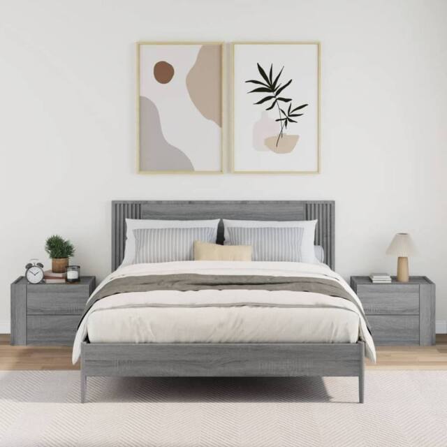 Berkfield Home Decorative Wall-mounted Bedside Cabinets 2 pcs Grey Sonoma 45x30x35 cm - Size: 45 x 30 x 35 cm - image 1