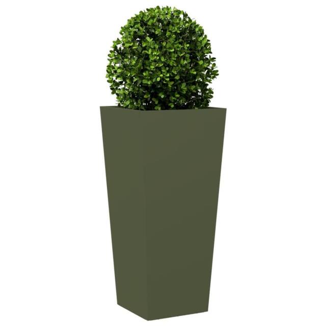 Berkfield Home Durable Garden Planter Olive Green 35x35x75 cm Steel - Size: 35 x 35 x 75 cm - image 1