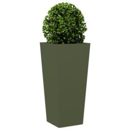 Berkfield Home Durable Garden Planter Olive Green 35x35x75 cm Steel - Size: 35 x 35 x 75 cm - thumbnail 1