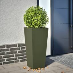 Berkfield Home Durable Garden Planter Olive Green 35x35x75 cm Steel - Size: 35 x 35 x 75 cm - thumbnail 2