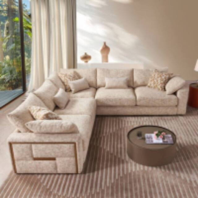 Stratus Interiors Jupiter Large Corner Sofa Bronze Accent in Beige - image 1