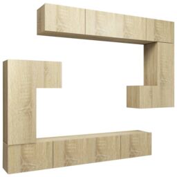 Berkfield Home 8 Piece TV Cabinet Set Sonoma Oak Engineered Wood in Brown - thumbnail 2