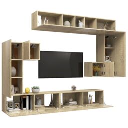 Berkfield Home 8 Piece TV Cabinet Set Sonoma Oak Engineered Wood in Brown - thumbnail 3