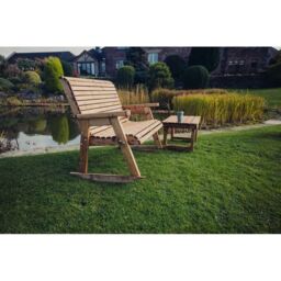 Churnet Valley Garden Furniture Ltd Valley Rocking Bench - Timber - Garden Furniture - Partially Assembled in Brown - thumbnail 3