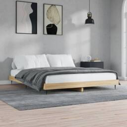 Berkfield Home Durable Bed Frame Sonoma Oak 200x200 cm Engineered Wood in Light Oak - thumbnail 2