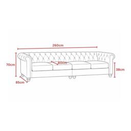 Sofaya Hampton 4 Seater Chesterfield Sofa Velvet Soft Cushion Couch in Black - Size: 4 Person - thumbnail 6