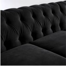 Sofaya Hampton 4 Seater Chesterfield Sofa Velvet Soft Cushion Couch in Black - Size: 4 Person - thumbnail 5