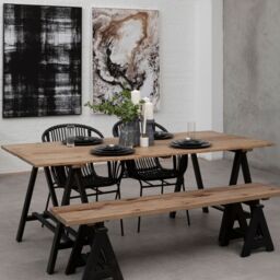 Orsina Industrial Design Pine Wood & Iron Console Table, Vintage Decorative Console Table, Sturdy Console Table in Black