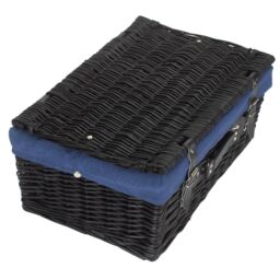Red Hamper Wicker 45cm Black Picnic Basket with Blue Lining - thumbnail 3