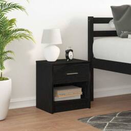 Berkfield Home Bedside Cabinet with Drawer Black 39x28x41 cm - Size: 39 x 28 x 41 cm - thumbnail 2