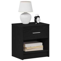 Berkfield Home Bedside Cabinet with Drawer Black 39x28x41 cm - Size: 39 x 28 x 41 cm - thumbnail 3