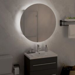 Berkfield Home Bathroom Cabinet with Round Mirror&LED White 47x47x17.5 cm - thumbnail 3