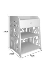 Living and Home Hollow Carved Bird Pattern Side Table Nightstand Shelf Bedroom Cabinet with Drawer in White - thumbnail 6