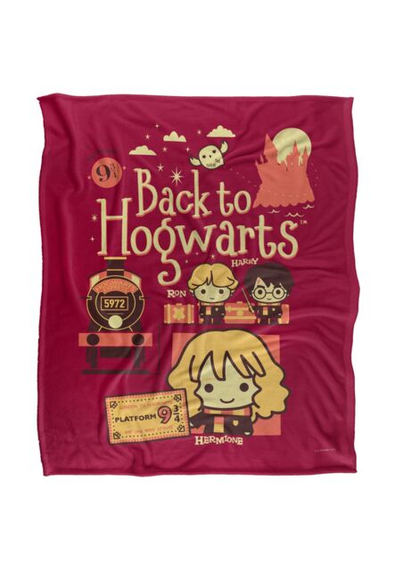 Harry Potter Back to Hogwarts Platform 9 3 4 Chibis Officially Licensed Silky Touch Super Soft Throw Blanket 152x127 cm in White - image 1