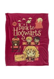 Harry Potter Back to Hogwarts Platform 9 3 4 Chibis Officially Licensed Silky Touch Super Soft Throw Blanket 152x127 cm in White - thumbnail 1