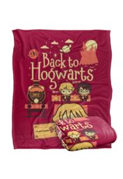 Harry Potter Back to Hogwarts Platform 9 3 4 Chibis Officially Licensed Silky Touch Super Soft Throw Blanket 152x127 cm in White - thumbnail 2
