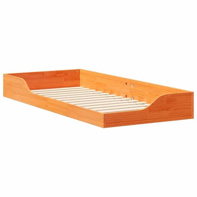 Berkfield Home Floor Bed Frame Wax brown 100 x 210 cm Solid pine wood - image 1