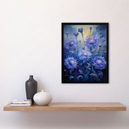 Artery8 Wall Art Print Ethereal Cornflower Meadow in Blue & Purple Framed Art Picture - Size: A4 - thumbnail 4