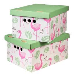 NESTLUNE 2pc Decorative Storage Boxes Home Office Box in Green - thumbnail 1
