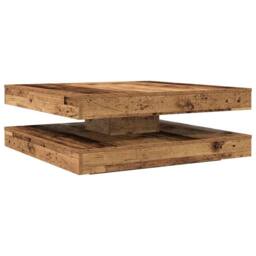 Berkfield Home Modern Coffee Table 360-Degree Rotatable Old Wood 90x90x34.5 cm in Brown - thumbnail 3