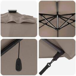 Berkfield Home Cantilever Roma Parasol with LEDs Taupe 352x251x265 cm Aluminium - Size: 352 x 251 x 265 cm - thumbnail 9