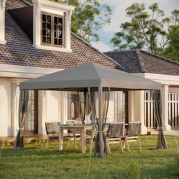 OUTSUNNY Heavy Duty Pop Up Gazebo with Removable Mesh Sidewall Grey in Light Grey