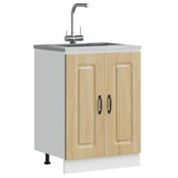 Berkfield Home Sink Base Cabinet Kalmar Sonoma Oak 60x46x81.5 cm Engineered Wood in Tan - thumbnail 1