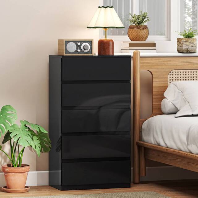 HOMCOM Bedroom Chest of Drawers, 5 Drawers Dresser, Drawer Unit, Black - image 1
