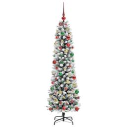 Berkfield Home Artificial Christmas Tree with 300 LEDs Green & white 180 cm - thumbnail 6
