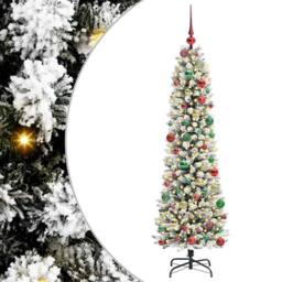 Berkfield Home Artificial Christmas Tree with 300 LEDs Green & white 180 cm - thumbnail 2