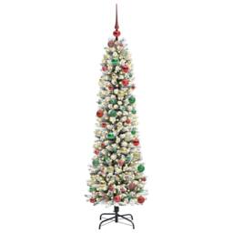 Berkfield Home Artificial Christmas Tree with 300 LEDs Green & white 180 cm - thumbnail 3