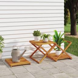 Berkfield Home 3-Tier Folding Shelf Brown 43x31x63 cm Solid Wood Acacia - Size: 43 x 31 x 63 cm - thumbnail 3