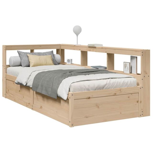 Berkfield Home Bookcase Bed without Mattress 90x190cm Solid Wood Pine in Brown - Size: 90x190 cm - image 1