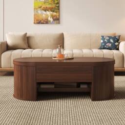 BTM Lift Top Coffee Table Extendable Storage Living Room Table in Brown - thumbnail 2