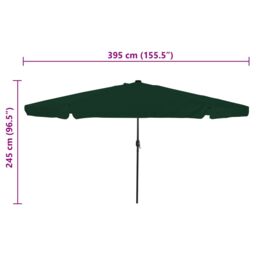 Berkfield Home Garden Parasol with LED Lights 395 cm x 245 cm Green - thumbnail 6